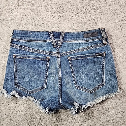 Volcom Jean Shorts Women size 26 cut off distressed stoney stretch mid rise blue - Picture 10 of 16