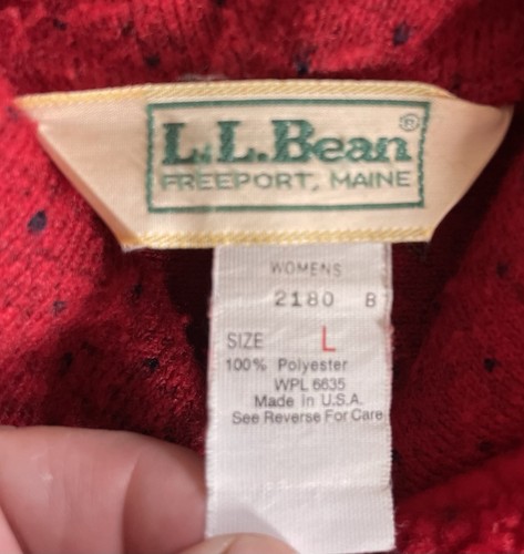 Vintage 80er LL Bean - Damen L - Deep Pile Snap Up Bomberjacke - Red Birdseye - USA - Bild 2 von 14