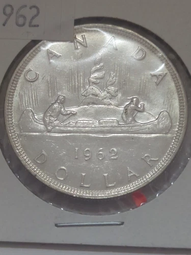 1962 Canadian Silver Dollar Coin 80% $1 UNC. -CC93