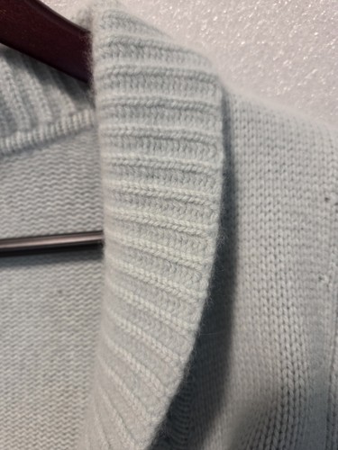 Talbots 100% Cashmere Pale Aqua Blue Chunky Knit Cardigan Sweater Size L - Picture 16 of 16