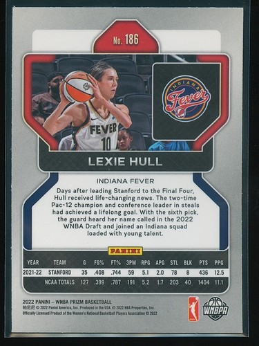Lexie Hull 2022 Panini Prizm WNBA RC #186 Indiana Fever - Bild 2 von 2