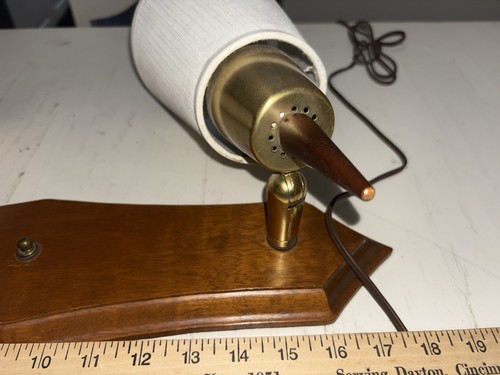 Vintage Mid Century Modern Double Wall Light Swivel Fixture MCM Wood Metal 3 Way - Picture 15 of 23