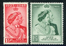 Aden (Qu'aiti state) 1949 Silver Wedding 1½a & 5r SG 14-15 hm (cat. £24.50 u/m)