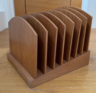 VINTAGE LEVENGER HOLZ SCHREIBTISCH DATEI ORGANISER SORTIERER 7 ABSCHNITTE MCM