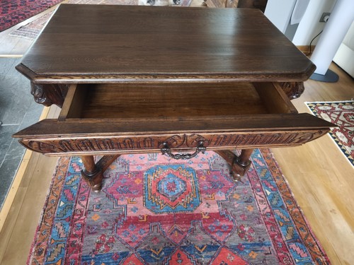 Schreibtisch Gründerzeit Eiche Antik Sekretär um 1890 Farbe Braun. - Bild 5 von 9