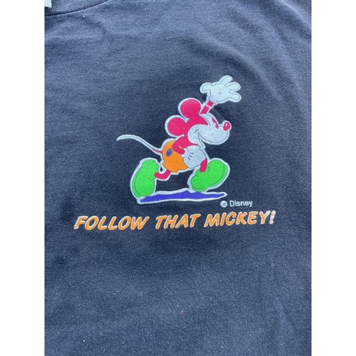 Follow That Mickey Neon Print Art Cartoon Disney Single Stitch T Shirt Size L - Picture 4 of 11