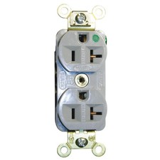HUBBELL HBL8300ILGY Receptacle,Gray,20 A,2P3W,Back; Side,1PK 2LBX7