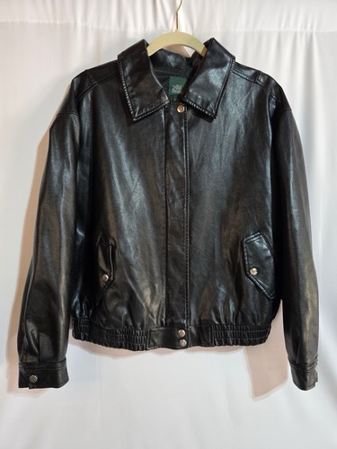 Wild Fable Kunstleder Bomberjacke Damen Gr. L schwarz Druckknopf Fronttaschen