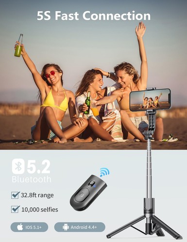 Selfie Stick Tripod with Light, 45'' Selfie Stick with Wireless Remote, Porta... - Picture 5 of 9