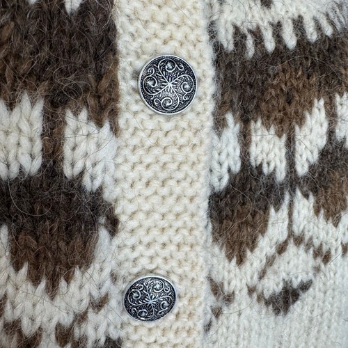 Vintage Sweater Makers Hand Knitted Wool Fair Isle Cardigan Cream Women's  - Bild 11 von 13