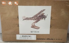 NEW SEALED Wooden Biplane MPT026 Model Kit Assemble without Glue US Seller HTF