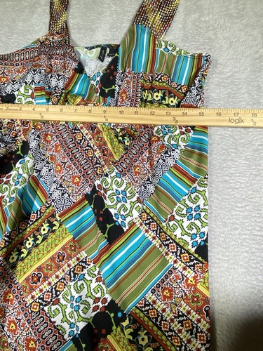 New Directions Sun Dress Women’s Size Large Colorful Patchwork Pattern Boho - Picture 7 of 11