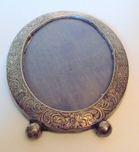 Antique STERLING SILVER FRAME Oval art Nouveau Etched Engraved No Monos - Picture 3 of 12