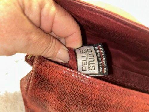 Pelle Studio Wilsons Leather Red Pebbled Leather Mini Purse Shoulder Bag Tote - Picture 9 of 12