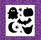 CUTE HALLOWEEN GHOST, SILHOUETTE VINYL STICKER, PUMPKIN, CAT, BATS, MOON 8"