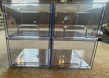 4 Pack Stackable Storage Drawers Bathroom Makeup Organizer 7.5"D x 6"W x 4.4"H