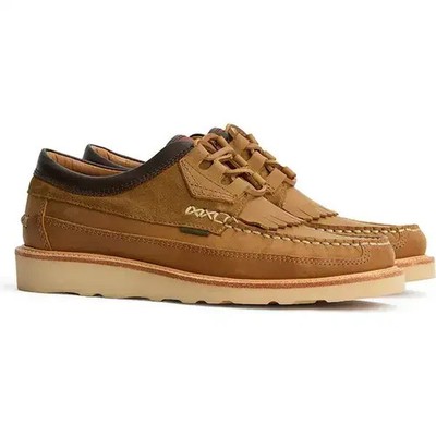 Barbour Grindon Leather Moccasin Boots Light Tan Chocolate Mens Size 10 NEW Moc
