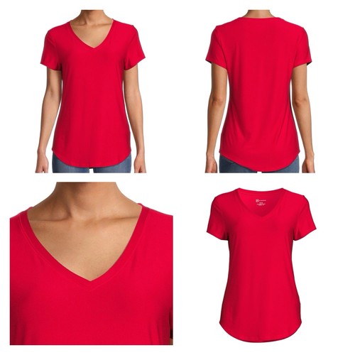 NWT: No Boundaries Junior's/Women’s Brushed V-Neck, T-Shirt, Red, 21/XL