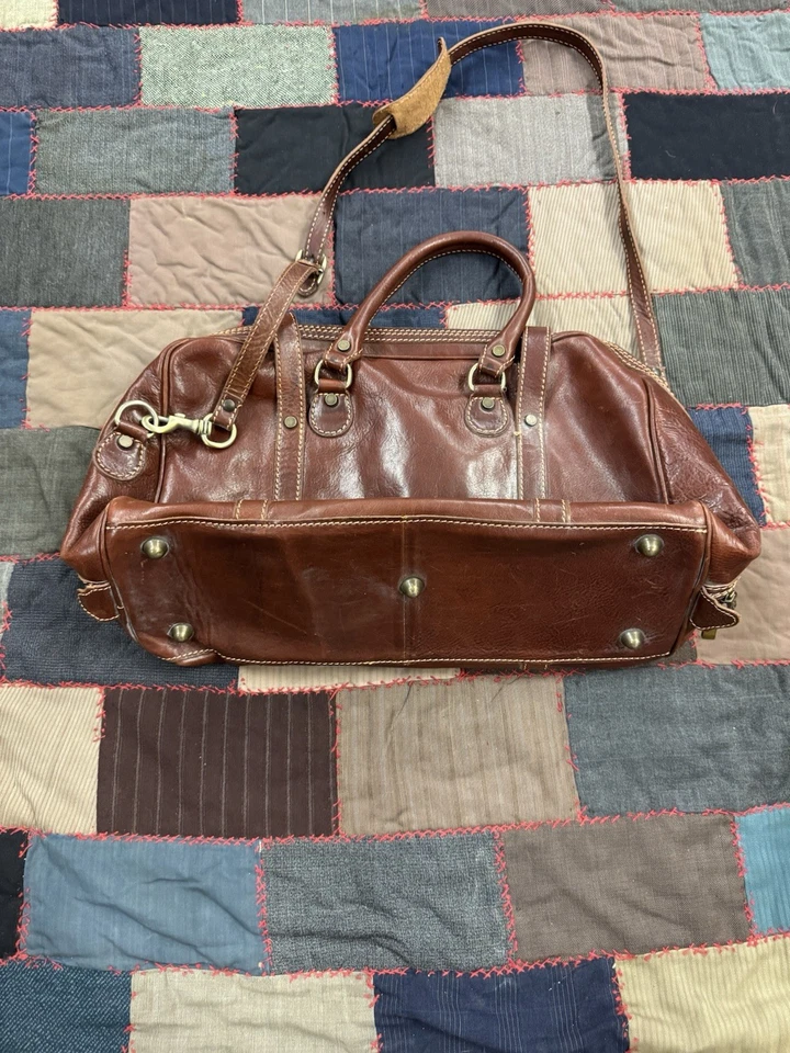 Floto Brown Italian Leather Venezia Trunk Duffle Travel Bag Handmade Italy - Image 4 of 4