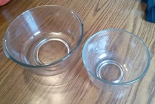 Vintage OSTER Kitchen Center Food Processor Mixer Glass Bowls 9" & 7" -Set of 2