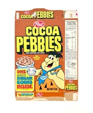 Vintage 1979 Post Cocoa Pebbles Cereal Box Dinosaur Coin Premium Flintstones