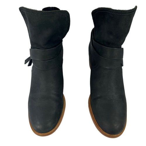 UGG Elora Boots Womens Size 7 Leather Ankle Strappy Black Booties - Picture 4 of 11
