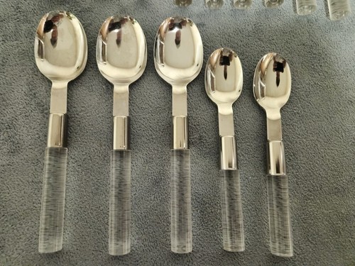 14 pezzi posate vintage metà secolo lucite inox (Taitu Giappone) - Foto 3 di 4