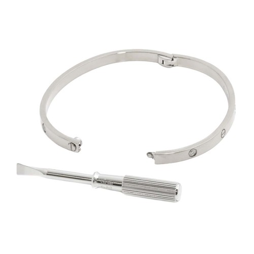 Cartier Love Bracelet SM Half Diamond 18K White Gold 750 Size16 90286077 - Picture 3 of 11