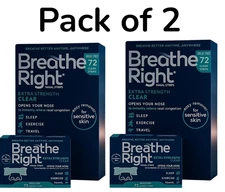 Breathe Right Nasal Strips Clear Extra Strength Snoring Relief 72 ct (Pack of 2)