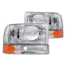For Ford Excursion 00-04 Headlights Driver & Passenger Side Chrome Euro