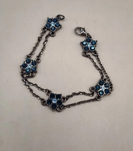 Givenchy signiert blaue Blume Strass Kristall Halskette und Armband Schmuck Set - Bild 15 von 16