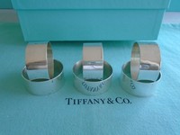 TIFFANY STERLING SILVER ~ 2 NAPKIN RINGS ~ NO MONO ~ POUCH, BOX ~3 PAIRS AVAIL 7