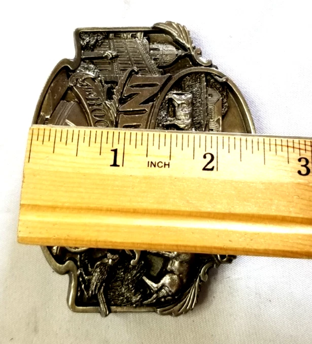 State of INDIANA VTG Belt Buckle SISKIYOU Made in USA Hoosier WESTERN Pewter - Image 3 of 4