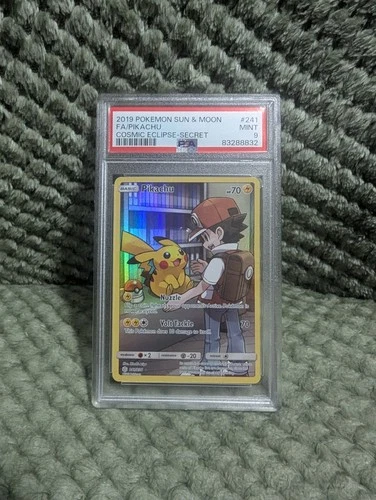 Pokémon Pikachu Secret Rare Full Art Sm-Cosmic Eclipse Holo Card 241/236 PSA 9