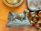 (1) Vintage Old 1930s Irish Setter Dog Bronze Metal Bookend Patina Hunting Cabin