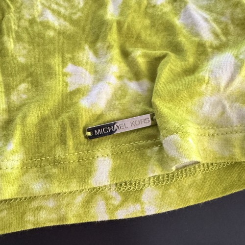 T-shirt donna MICHAEL KORS verde tie dye MEDIA manica corta scollo a V maglia maglietta - Foto 4 di 8