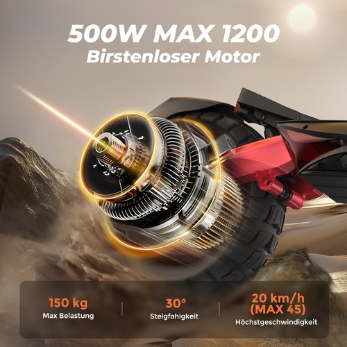 T8 500W Elektroroller ABE 10" E-Scooter Offroad 48V15AH APP mit Straßenzulassung - Bild 9 von 14
