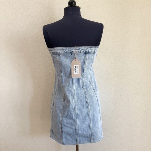 Meshki Tiani geknöpftes Denim Minikleid in hellblau Größe M - Bild 5 von 6