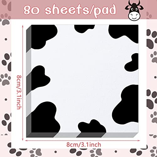 6 Packs Cute Cow Print Notes 3.2 x 3.2 Inches Post Sticky Notes Self Sticky - Picture 3 of 7
