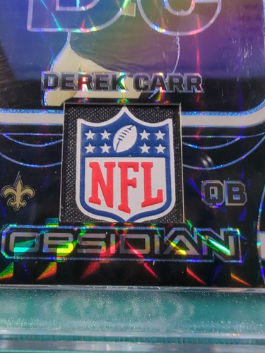 2023 Obsidian Derek Carr 1/1! Atomic NFL Shield Patch!! Oakland Raiders Saints! - Picture 3 of 5