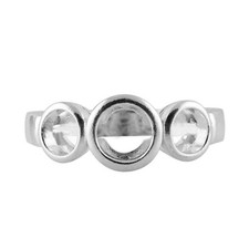 Semi Mount Faceted 5MM Round 925 Sterling Silver Ring for Women/Girls
