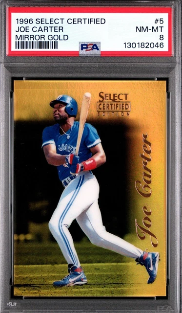 RARE PSA 8 JOE CARTER 1996 SELECT CERTIFIED MIRROR GOLD x/30 BLUE JAYS POP 2