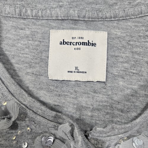 Abercrombie Kids Mädchen XL grau Langarm Top Schleifen Blumen Pailletten Preppy Y2K - Bild 7 von 9