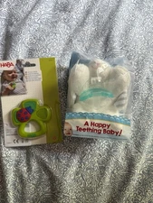 Baby Teether Bundle – 2-Piece Set – HABA Clutching Toy + RaZbuddy Plush Holder 