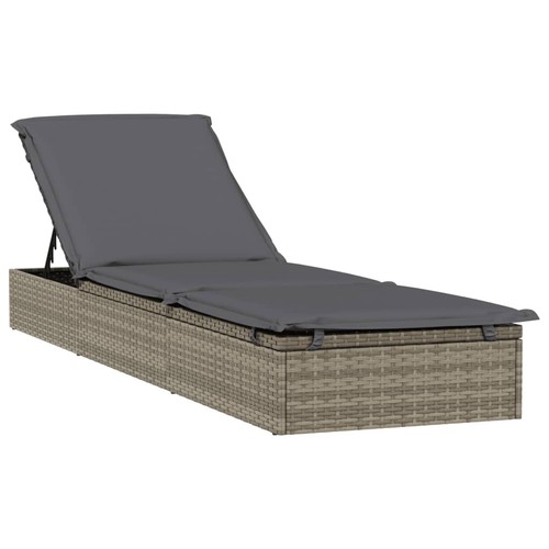 Sonnenliegen 2 Stk. mit Tisch Grau Poly Rattan - Bild 3 von 10