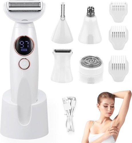 5-in-1 Elektrischer Rasierer Damen, Intimrasierer Bikinizone Gesicht, Achseln... - Bild 3 von 9