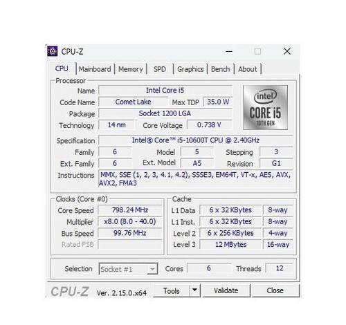 CPU INTEL CORE I5-10600T 2,4 GHZ 35W SRH39 **TOP** - Bild 3 von 3