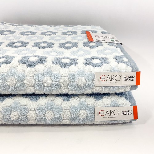 Caro Home 2Pc Bath Towels Oeko Tex Quick Dry 100% Cotton Blue & White New - Picture 3 of 6