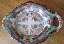 Antique Serving Tray Chines Huarong Tang Two Handles Rooster/chicken  Painted 