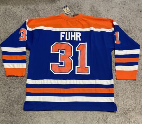 Camiseta deportiva azul Edmonton Oilers Grant Fuhr para hombre 2XL Mitchell & Ness nueva con etiquetas $200 - Imagen 11 de 11